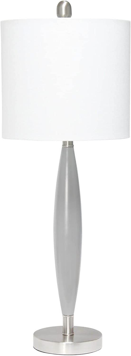 Lalia Home Contemporary Stylus Table Lamp with White Fabric Shade - Gray