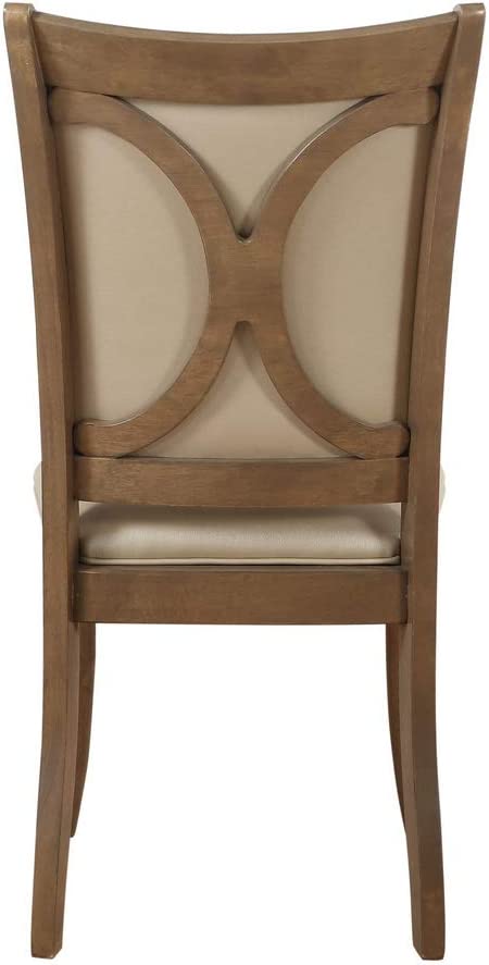 ACME Side Chair, Beige PU &amp; Gray Oak