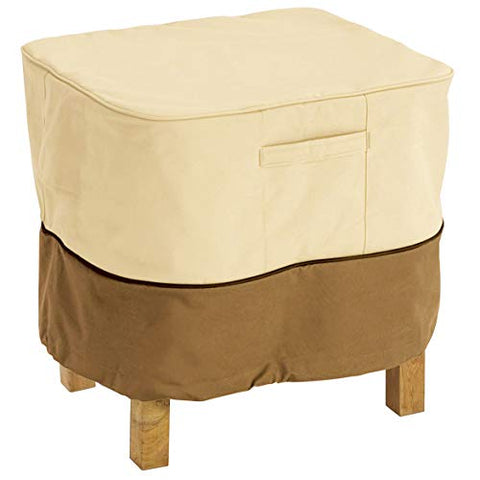 Classic Accessories Veranda Water-Resistant 26 Inch Square Patio Ottoman/Side Table Cover, Outdoor Table Cover