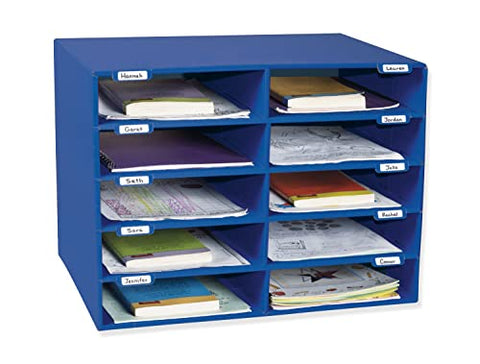 Classroom Keepers Mailbox, 10-Slot, Blue, 16-5/8&#34;H x 21&#34;W x 12-7/8&#34;D, 1 Unit