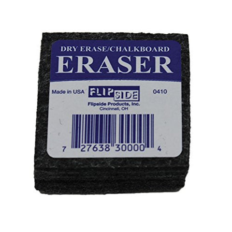 Flipside 30009 Student Felt Eraser Set for Use with Chalk and Dry Erase, 2&#34; x 2&#34; Size, Dark Gray (Pack of 12)