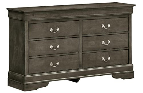 Louis Phillipe 2 6-Drawer Gray Dresser (33 in. X 16 in. X 57 in.)