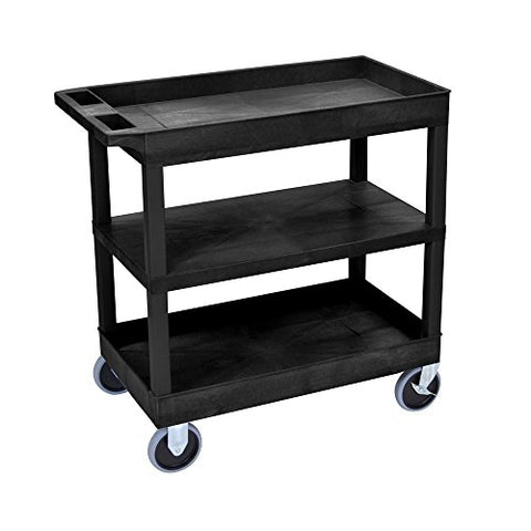 32 in. x 18 in. Cart - Two Tub/One Flat Shelves - Black