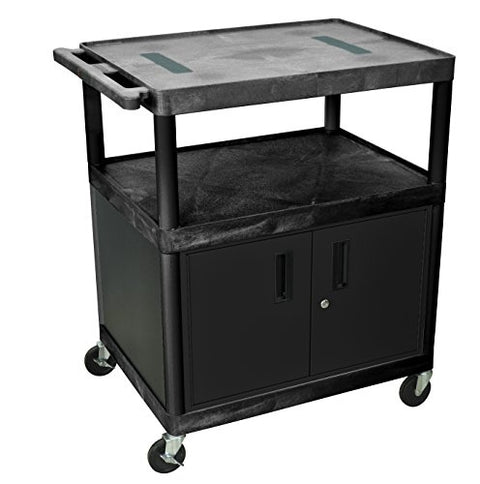 40 in.H AV Cart - Three Shelves Cabinet - Black