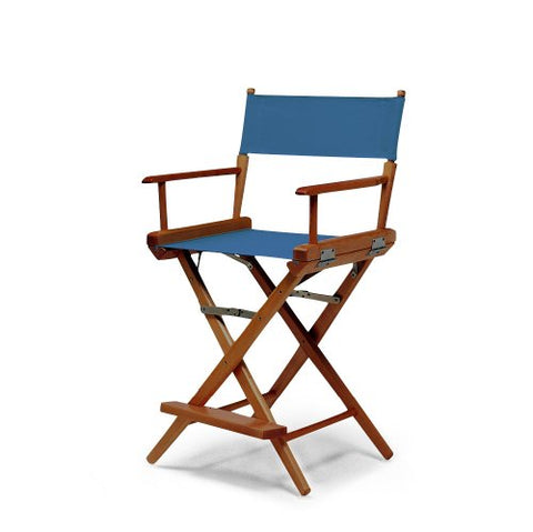 Telescope Casual World Famous Balcony Height Director Chair With Walnut Stain Finish and Indigo Fabric