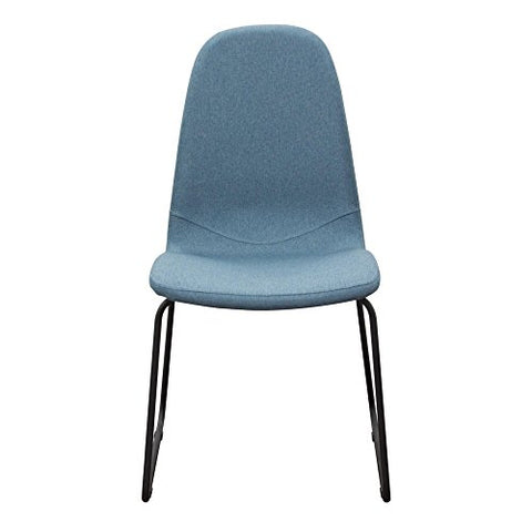 Set of (2) Finn Dining Chairs in Denim Blue Fabric with Metal Leg by Diamond Sofa