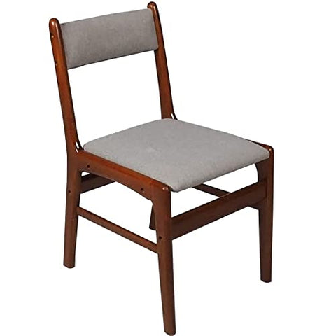 Ouuuhlala Cara Grey Rubber Wood Fabric Dining Chair with Brown Leg (Set of 2)
