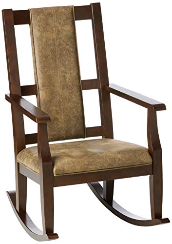 ACME Butsea Rocking Chair - - Brown Fabric &amp; Espresso