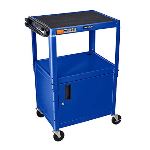 Adjustable-Height Steel AV Cart - Cabinet - Blue