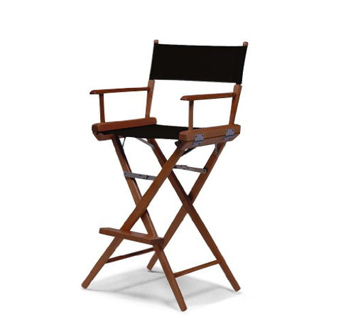 Telescope Casual World Famous Bar Height Director Chair With Walnut Stain Finish and Black Fabric
