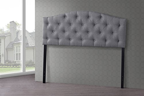 Baxton Studio Myra Modern and Contemporary Full Size Grey Fabric Upholstered Button-tufted Scalloped Headboard