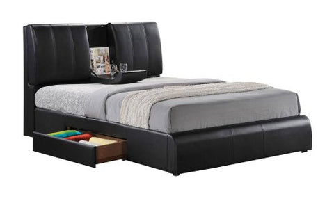 ACME FURNITURE Kofi Eastern King Bed w/Storage - KIT - Black PU