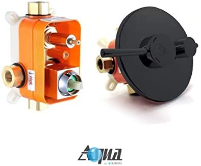 Aqua Rondo by KubeBath Matte Black 2-Way Rough-In Shower Valve With Cover Plate, Handle and Diverter