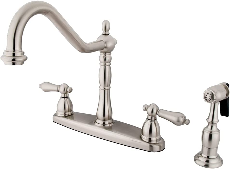 Kingston Brass KB1758ALBS Heritage 8-Inch Centerset Kitchen Faucet, Brushed Nickel