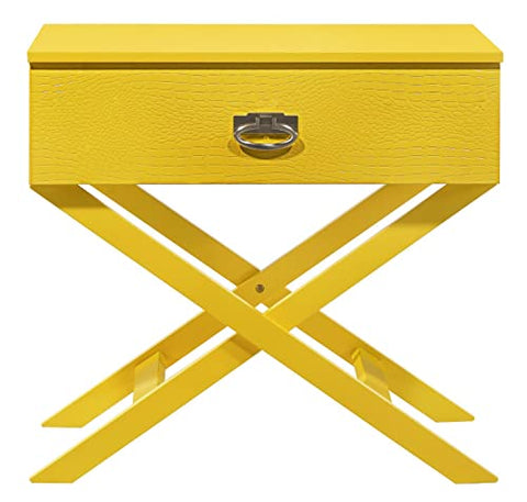 Xavier 1-Drawer Yellow Nightstand (25 in. H x 16 in. W x 27 in. D)