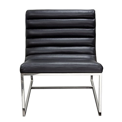 Bardot Lounge Chair w/ Stainless Steel Frame by Diamond Sofa - Black