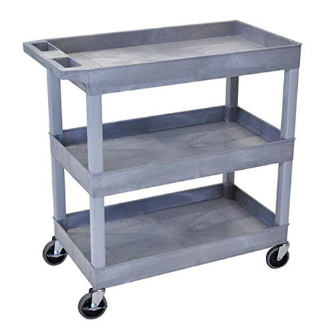 32 in. x 18 in. Tub Cart - Three Shelves - Gray