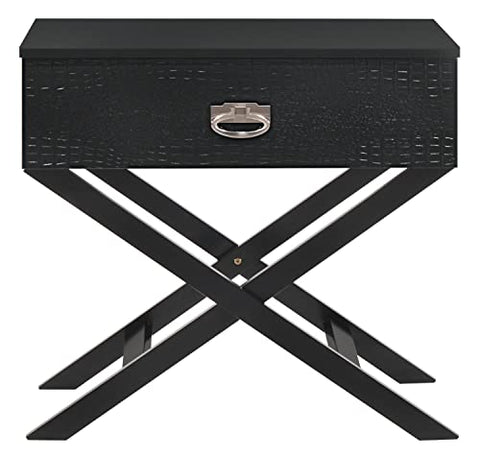 Xavier 1-Drawer Black Nightstand (25 in. H x 16 in. W x 27 in. D)