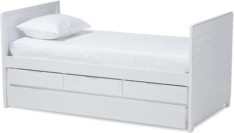 Baxton Studio Linna Modern and Contemporary White-Finished Daybed with Trundle