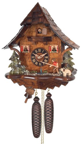 Eight Day Cuckoo Clock Cottage - Fisherman Raises Fishing Pole