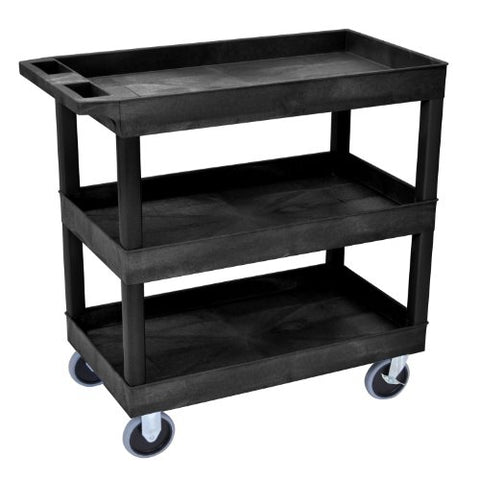 32 in. x 18 in. Tub Cart - Three Shelves - Black