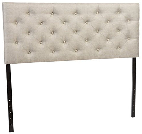 Baxton Studio Viviana Modern and Contemporary Light Beige Fabric Upholstered Button-tufted Queen Size Headboard