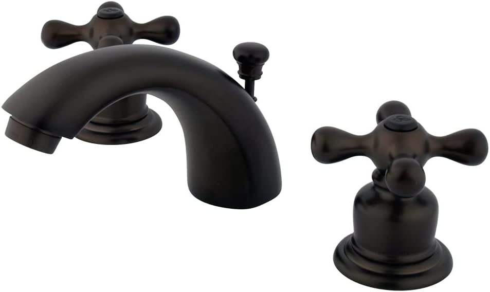 Kingston Brass KB945AX Victorian Mini Widespread Lavatory Faucet with Metal Cross Handle, Oil Rubbed Bronze,4-Inch Adjustable Center