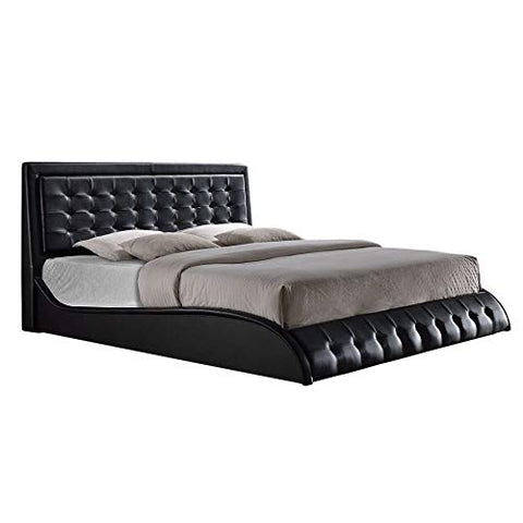 ACME Tirrel Black Faux Leather Eastern King Bed