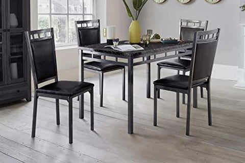 Dover 5-Piece Rectangular Metal and Black Faux Marble Top Dining Room Set