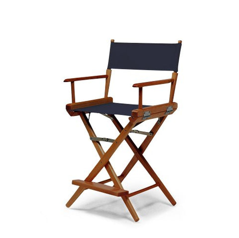 Telescope Casual World Famous Balcony Height Director Chair With Walnut Stain Finish and Navy Fabric