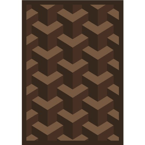 Joy Carpets Kaleidoscope Rooftop Whimsical Area Rugs, 92-Inch by 129-Inch by 0.36-Inch, Chocolate