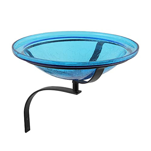12 Teal Crackle Birdbath- Wall Mount Bracket