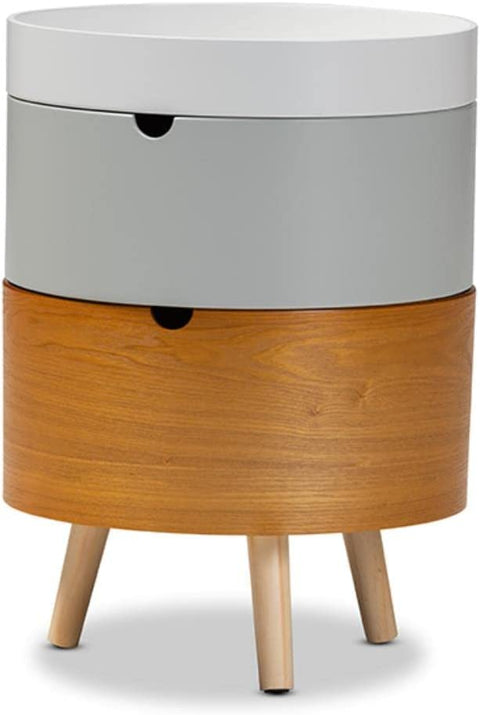 Baxton Studio Elison Mid-Century Modern Multi Color 3-Tier Wood Nightstand