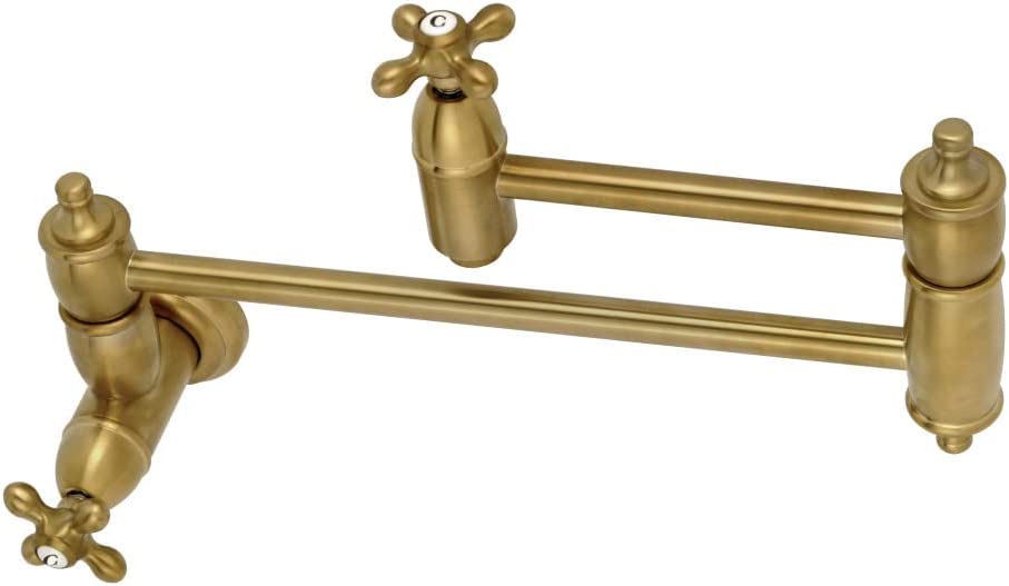 Kingston Brass KS3107AX Wall Mount Pot Filler Kitchen Faucet, Brushed Brass