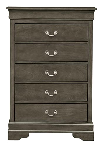 Louis Phillipe Gray 5 Drawer Chest of Drawers (33 in L. X 18 in W. X 48 in H.)