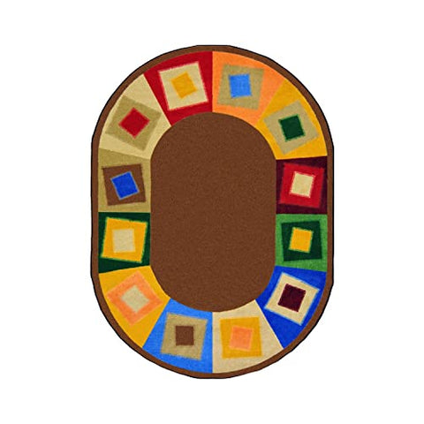 Joy Carpets Kid Essentials Off Balance Teen Area Rugs, 92-Inch by 129-Inch by 0.36-Inch, Neutrals