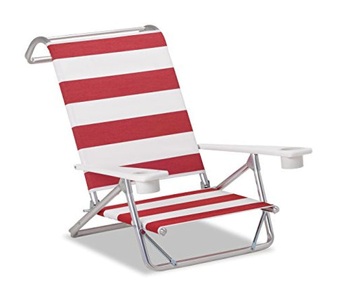 Telescope Casual Original Mini-Sun Chaise Folding Beach Arm Chair With Marine Grade Polymer Arms With Cup Holders With Ross Fabric