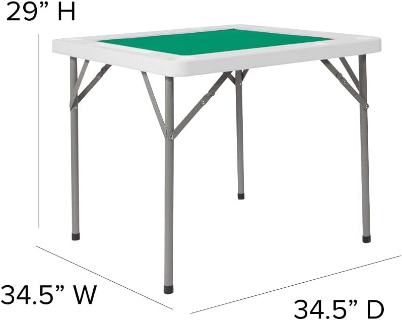 Flash Furniture 34.5&#34; Square 4-Player Folding Card Game Table with Green Playing Surface and Cup Holders