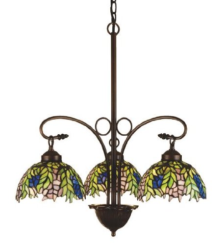 30InchW Tiffany Honey Locust 3 LT Chandelier