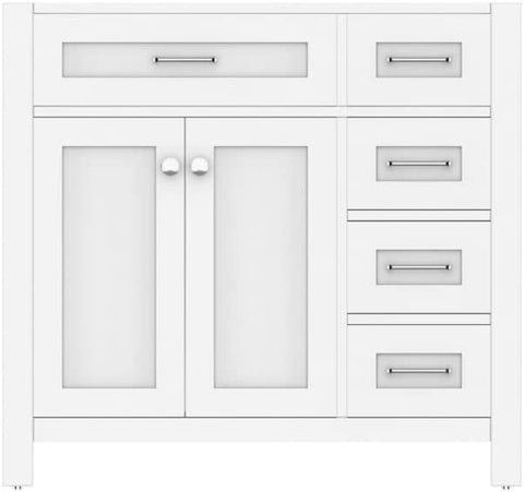 Norwalk 36 inch Drawer Vanity WHITE with No Top