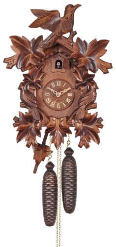 Eight Day Cuckoo Clock with Three Hand-carved Birds and Seven Leaves