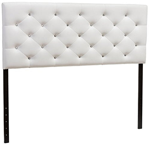 Baxton Studio Viviana Modern and Contemporary White Faux Leather Upholstered Button-tufted Full Size Headboard