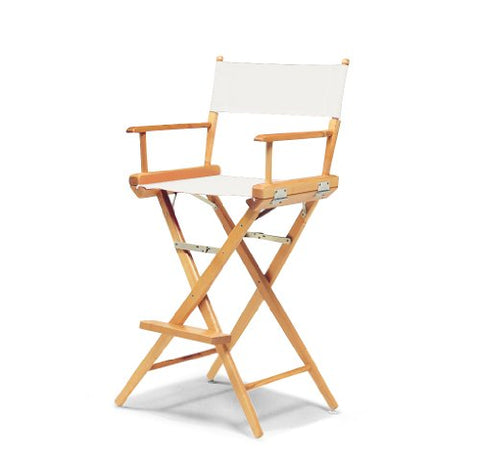 Telescope Casual World Famous Bar Height Director Chair With Varnish Finish and White Fabric