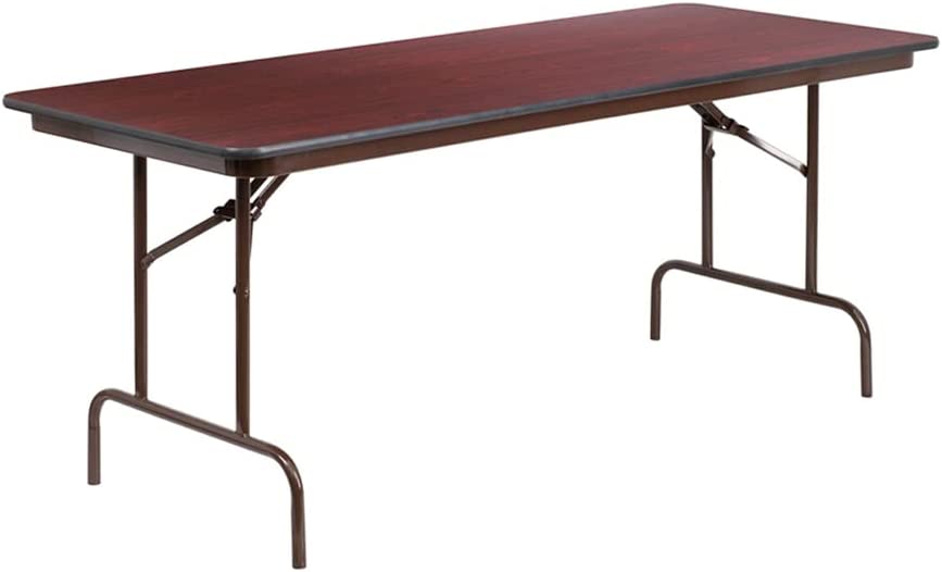 Flash Furniture 6-Foot Mahogany Melamine Laminate Folding Banquet Table