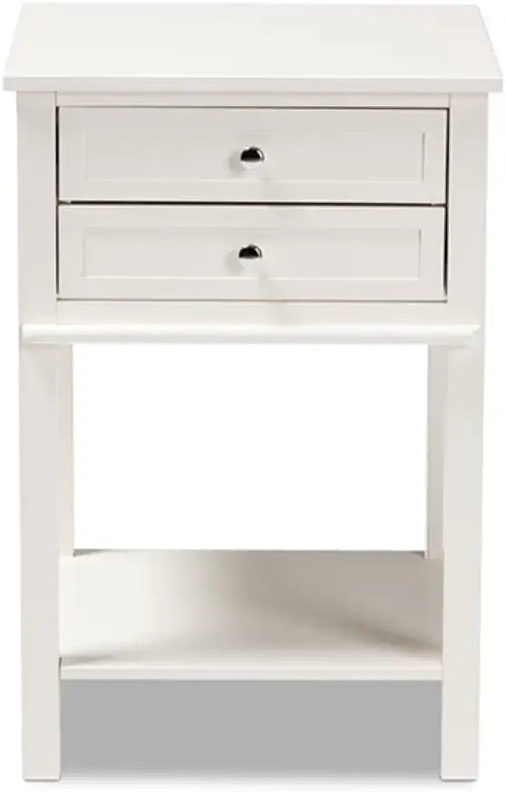 Baxton Studio Willow Modern Transitional White Finished 2-Drawer Wood Nightstand