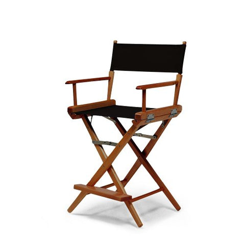 Telescope Casual World Famous Balcony Height Director Chair With Walnut Stain Finish and Black Fabric
