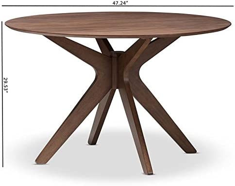 Baxton Studio Monte Round Dining Table in Walnut Brown