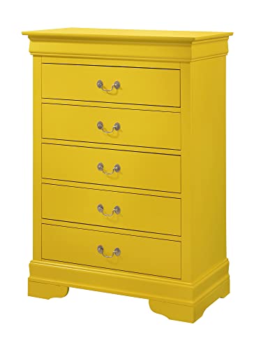 Louis Phillipe Yellow 5 Drawer Chest of Drawers (33 in L. X 18 in W. X 48 in H.)