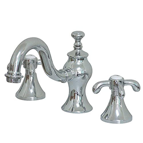 Kingston Brass KC7168TX Widespread Lavatory Faucet with Brass Pop-Up, 6-3/4 inch In Spout Reach, Brushed Nickel
