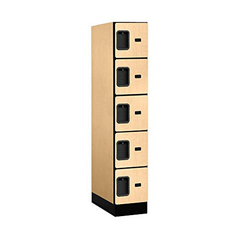 12Inches  Wide Five Tier Box Style Designer Wood Locker - 1 Wide - 5 Feet High - 21 Inches Deep - Maple